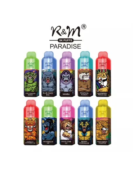 Original R&M Paradise 8000 puffs 15ml Vape Pen with RGB light Device Kit (Free Shipping)