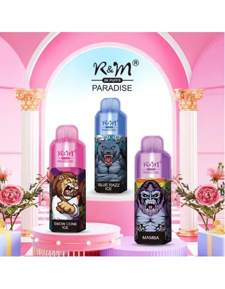 Original R&M Paradise 8000 puffs 15ml Vape Pen with RGB light Device Kit (Free Shipping)