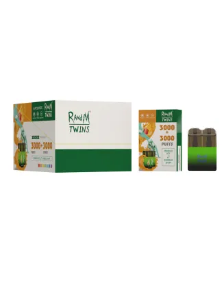 Original RandM Twins 6000 Puffs Dual Flavor RGB Glowing Vape Pod Kit Device